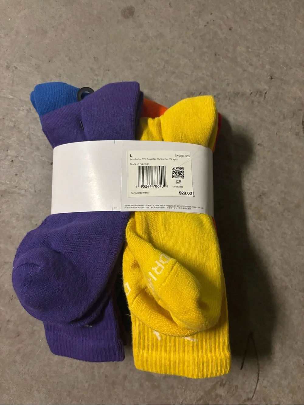 Nike Everyday Plus Crew Socks - Red, Green, Blue & Orange - 6 Pack